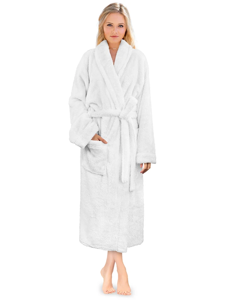 Bata mullida suave Sherpa polar de lujo para mujer cálida noche spa albornoz Foto 1 de 1