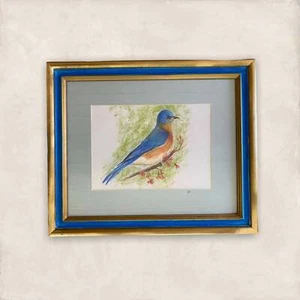 R. M, Blue Bird, Framed Original Pastel Painting/ Drawing. 20” x 24” - Picture 1 of 13