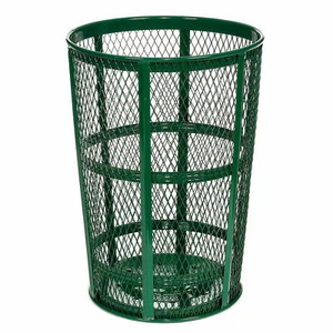 Global Industrial Outdoor Metal Trash Container 48 Gallon Green - Picture 1 of 5
