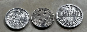 1979 Austria 2 Groschen, 1934 5 groschen, & 1984 10 groshen - Picture 1 of 2