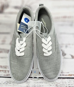 NEW Universal Threads Womens Lace Up Sneakers Grey Canvas Size 7 Comfort Walking - Picture 1 of 12