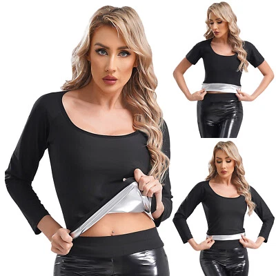 Camiseta para mujer Fitness Sauna Sudor Deportes Prendas para el torso Control Abdomen Recién Ejercicio Gimnasio Foto 1 de 3