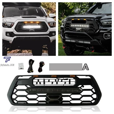 Upgraded Front Grille Fits For 2016 - 2023 Tacoma Black Grill W/Leds & Light Bar Foto 1 de 4