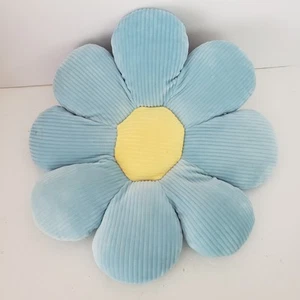 Daisy Shapedthrow Pillow Blue/Yellow Plush 14x14 - Picture 1 of 1