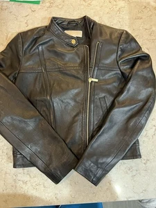 Michael Michael Kors 100% Lamb Leather Black Moto Jacket Women’s Size SM - Picture 1 of 12