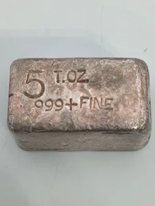 5oz. Old Vintage Silver Poured Bar - .999+ Fine ( Rare Ice Cube Shape) - Picture 1 of 7