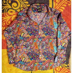 Cremieux Premium Denim Print Short Sleeve Mens Shirt SZ XL - Picture 1 of 6