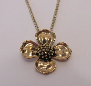 Collana Vintage Dogwood Bloom Ciondolo Tono Oro Corda Catena 24" Moda Retrò - Foto 1 di 8