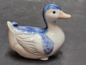 Vintage Otagiri miniatura porcellana anatra blu bianco grigio - Foto 1 di 7