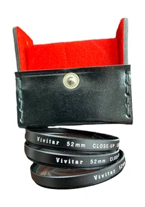 Vivitar Lens Set of 3 52mm Close ￼Up 1 2 4 Macro Filter w/ Case Japan - Picture 1 of 7