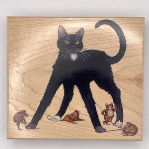 Estampillas Happen Monty Estampilla de goma montada en madera 90355 Charles Wysocki Gato Ratones - Imagen 1 de 5