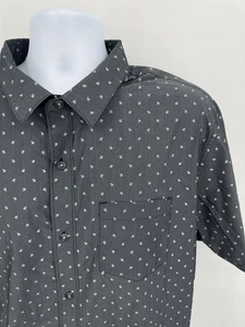 Travis Mathew Men's 2XL Stretch Button Down Shirt Gray Pattern Golf Hawaiian - Picture 1 of 7