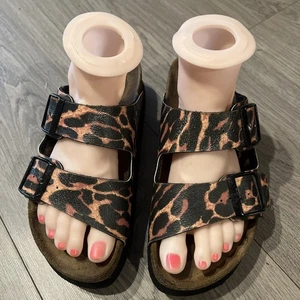 Papillio Birkenstock Arizona Platform Leopard Animal Print Sandals 38/5 VGC - Picture 1 of 6