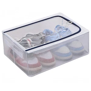 Stackable Storage Boxes with Clear Lids, 16-Inch Closet Storage Bins with Met... - Picture 1 of 9