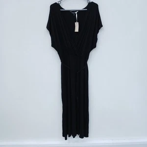 Capsule Midi Dress UK 22 Black Wrap Front Wide Sleeve New with Tags FLT04-CD - Picture 1 of 8