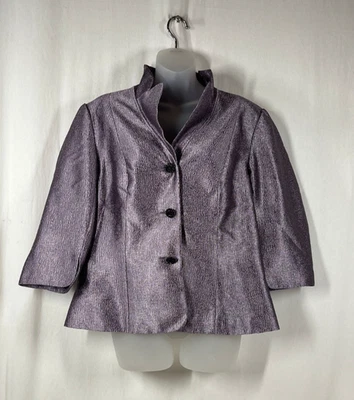 Chaqueta blazer de noche metálica malva para mujer Adriana Papell - talla 16 Foto 1 de 4