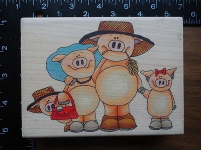 THE OINKERS Pig Family Animals Farm Rubber Stamp by WHIPPER SNAPPER - Image 1 of 2