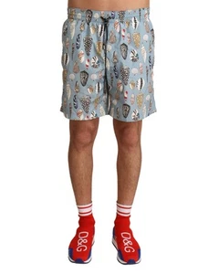 Dolce & Gabbana Seashell Print Swim Trunks Men Blue Swimwear - Picture 1 of 5