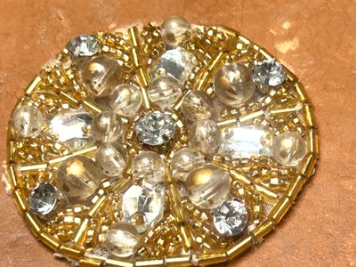 aplique 2 1/4" cuentas cosido a mano 1 pieza oro Foto 1 de 4