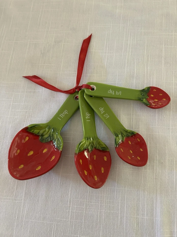 Strawberry Shaped Measuring Kitchen Spoons China Includes 4 Spoons - Image 1 of 4