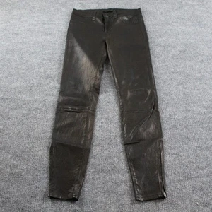 J Brand Pants Womens 27 Italian Lamb Leather Skinny Zip Ankle Moto Style Black - Picture 1 of 13