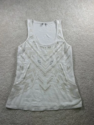 Express Tank Top Womens Small Embellished Sequin Beaded Geometric Sleeveless Top - Image 1 of 4