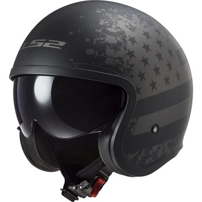 Motorrad Helm - LS2 OF599 Spitfire II 2 Black Flag - Jethelm mit Sonnenblende - Bild 1 von 4