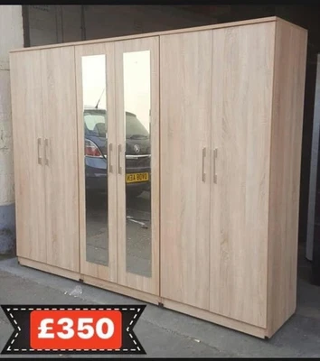 Brand New 6 Doors Cupboard/Wardrobe With Mirrors Only £350  ❤️  - Image 1 of 4