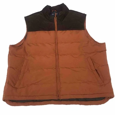 St. John's Bay Quilted Corduroy Puffer Vest Men's XXL  2-Tone Orange & Brown - Image 1 of 4
