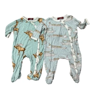 MilkBarn Kinder 0-3M Set Pferd Boot Strampler Set Bio Baumwolle Schlafanzug mit Füßen - Bild 1 von 6