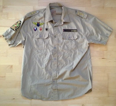 Attitude Gold. Special Ops Casual Dress Shirt. Camado Cool With Badges. XL. - Image 1 of 4