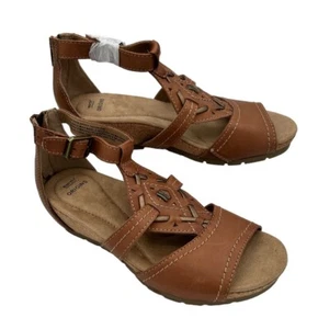 Earth Origins Cork Wedge Gladiator Sandal Womens Size 8.5 Zip Leather w/ Buckle - Picture 1 of 13