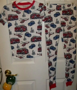 Rescue Fire Truck Helicopter Police Long 2 Piece Pajama PJ Set Boys Size 8 NWT - Picture 1 of 1