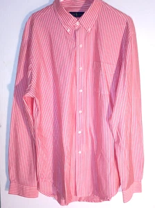 Ralph Lauren XXL 2XL Button-down shirt Striped Pink Cotton Poplin Stretch Preppy - Foto 1 di 4