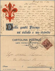 Dalla gentil firenze un saluto e un ricordo, groffata, viaggiata 1908 - Bild 1 von 1