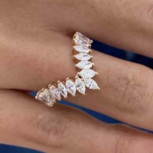 2CT Marquise Lab-Created Diamond 14K Rose Gold Plated Engagement Wedding Ring - Picture 1 of 6