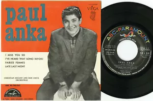 "Paul ANKA" I miss you so / Faibles femmes +2 (EP 45tours original français) EX - Picture 1 of 2