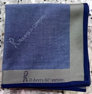 ART BLUE JEAN MONOGRAM HANDKERCHIEF MEN CLASSIC VINTAGE COTTON POCKET SQUARE 18" - Picture 1 of 3