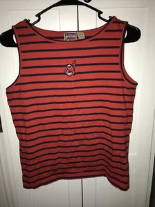 CLEVELAND INDIANS Tank Top Women’s LARGE VINTAGE Chief Wahoo Sewn Logo AUTHENTIC - Picture 1 of 5