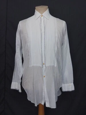 Camisa smoking Rosenblath vintage anos 60 algodão sedoso branco vestido masculino noite 15-33 - Imagem 1 de 4