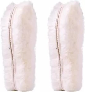 2x Pair Genuine Sheepskin Insoles Real Fluffy Fleece Warm Wool Inner Boots 6.5 - Picture 1 of 7
