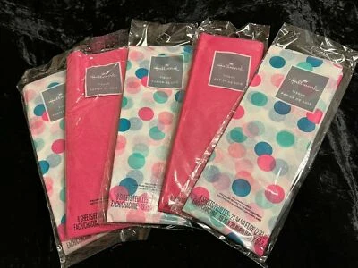 lot of 5 packages Hallmark tissue paper white pink teal green polka dot - Image 1 of 3