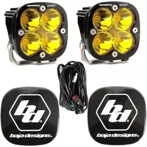 Baja Designs™ Squadron Sport Amber Spot LED Pair Lights, Rock Guards, Wiring - Picture 1 of 4