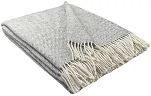 SALE! Wolldecke 100% Schurwolle Wohndecke Decke 140 x 200cm Hellgrau - Bild 1 von 2