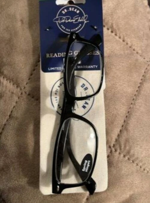 Gafas de lectura Dr. Dean Edell unisex modernas rectangulares negras delanteras +2,50 Foto 1 de 1