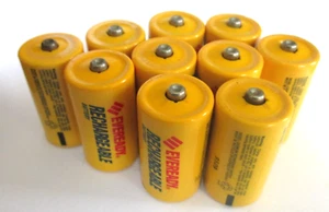 EVEREADY Nichel Cadmio BATTERIE RICARICABILI Lotto di 10 VINTAGE Taglia C Giallo - Foto 1 di 6