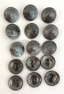 Vintage Faux Buffalo Nickel Coin Buttons- Silver Tone- 20 mm or  3/4" Round