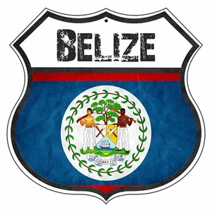 Letrero de aluminio escudo aspecto vintage de la bandera del país de Belice decoración de pared carretera - Imagen 1 de 1