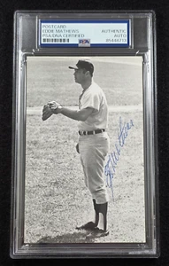 EDDIE MATHEWS Signed Real Photo Postcard-HOF-MILWAUKEE BRAVES-PSA - Picture 1 of 5