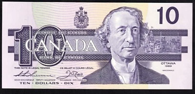 Canada 1989 $10 Ten Dollar Banknote Thiessen - Crow  ATA 7509057 4 Digit Radar - Image 1 of 2